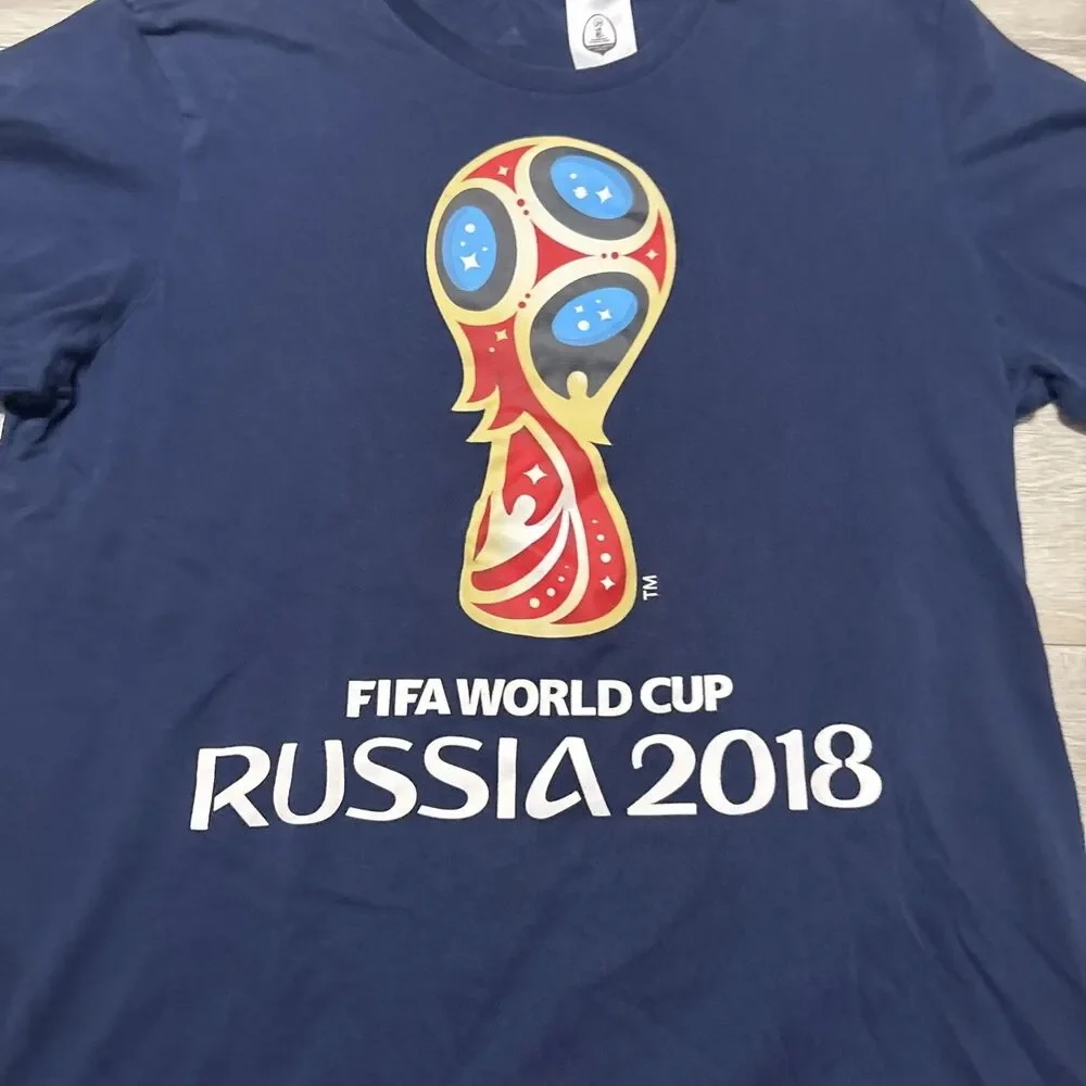 Adidas FIFA World Cup Russia 2018 T-Shirt Navy Blue Soccer Graphic Tee Men M